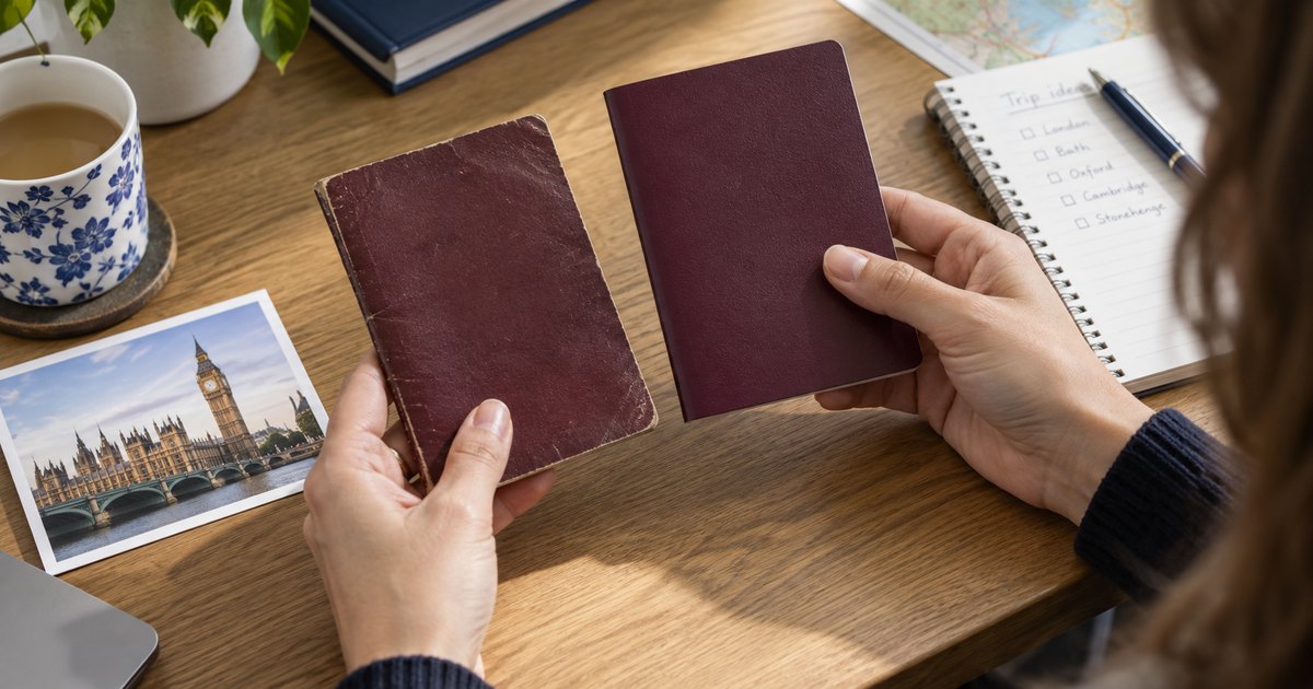 Eski ve yeni seyahat belgelerini karşılaştıran kişi — temsili görsel